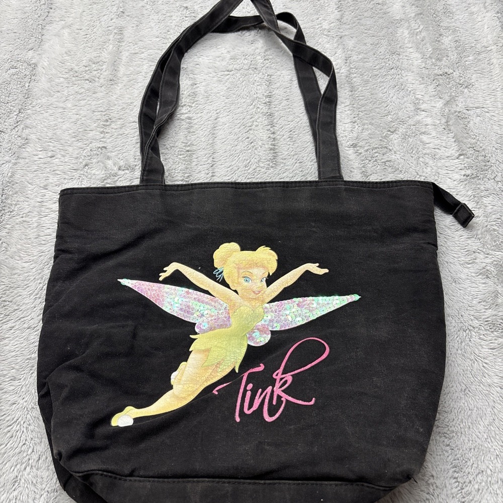 Disney black canvas Tinker Bell‎ tote bag/purse